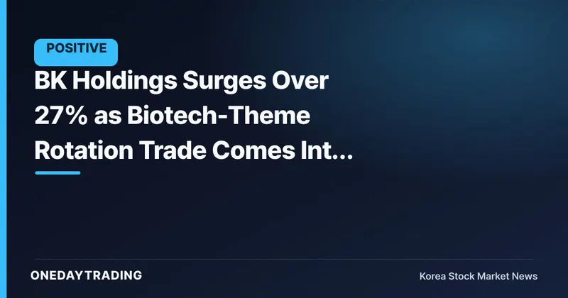 BK Holdings Surges Over 27% as Biotech-Theme Rotation Trade Comes Into Focus