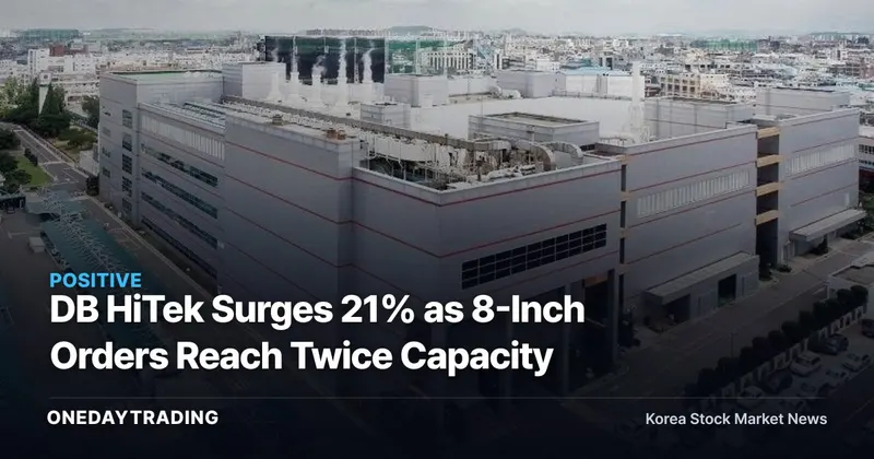 DB HiTek Surges 21% as 8-Inch Orders Reach Twice Capacity