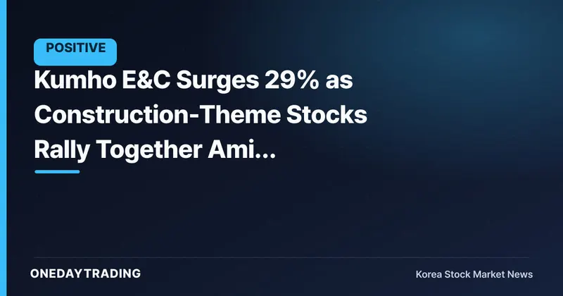 Kumho E&C Surges 29% as Construction-Theme Stocks Rally Together Amid Trading Frenzy