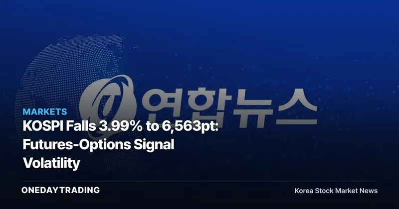KOSPI Falls 3.99% to 6,563pt: Futures-Options Signal Volatility