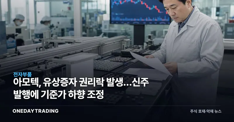 아모텍, 유상증자 권리락 발생…신주 발행에 기준가 하향 조정