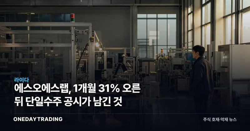 에스오에스랩, 1개월 31% 오른 뒤 단일수주 공시가 남긴 것