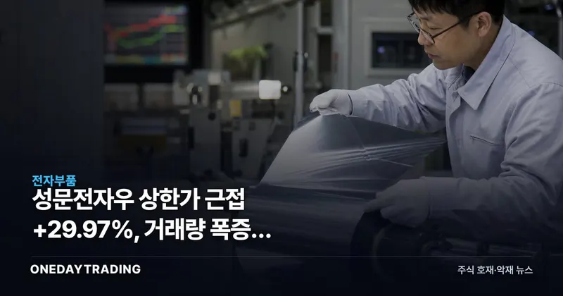 성문전자우 상한가 근접 +29.97%, 거래량 폭증한 우선주 급등 배경은