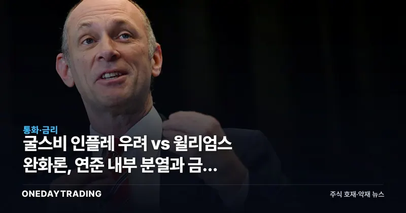 굴스비 인플레 우려 vs 윌리엄스 완화론, 연준 내부 분열과 금리 향방