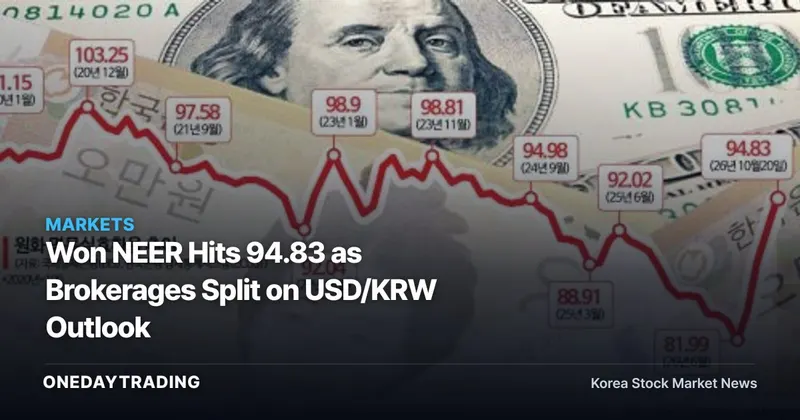 Won NEER Hits 94.83 as Brokerages Split on USD/KRW Outlook