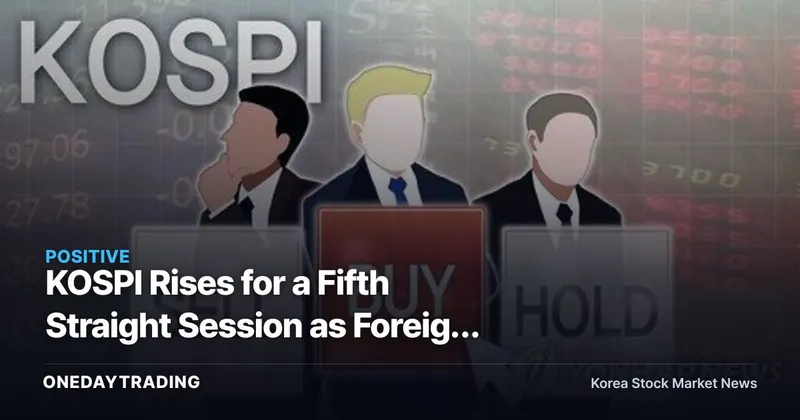 KOSPI Rises for a Fifth Straight Session as Foreign Investors Snap Up 6.5 Trillion Won in a Week