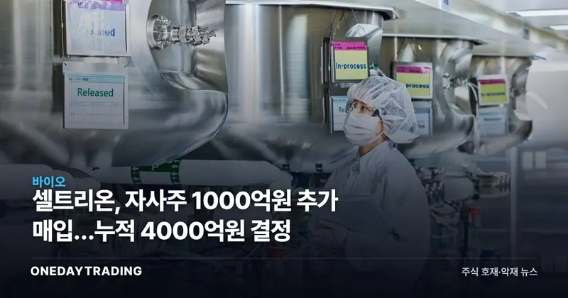 셀트리온, 자사주 1000억원 추가 매입…누적 4000억원 결정