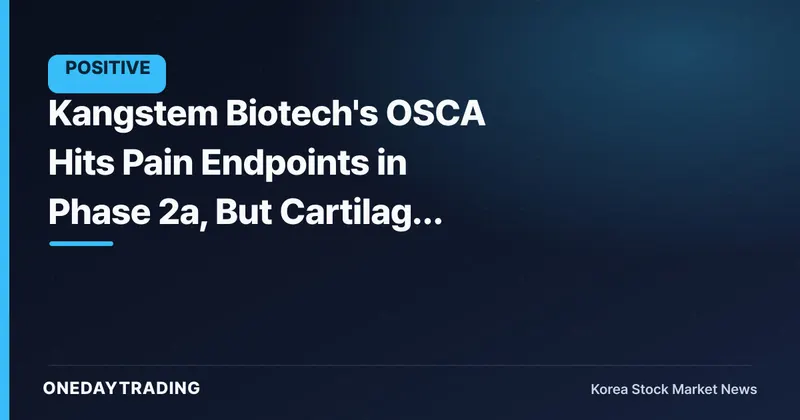 Kangstem Biotech's OSCA Hits Pain Endpoints in Phase 2a, But Cartilage Repair Remains Unproven
