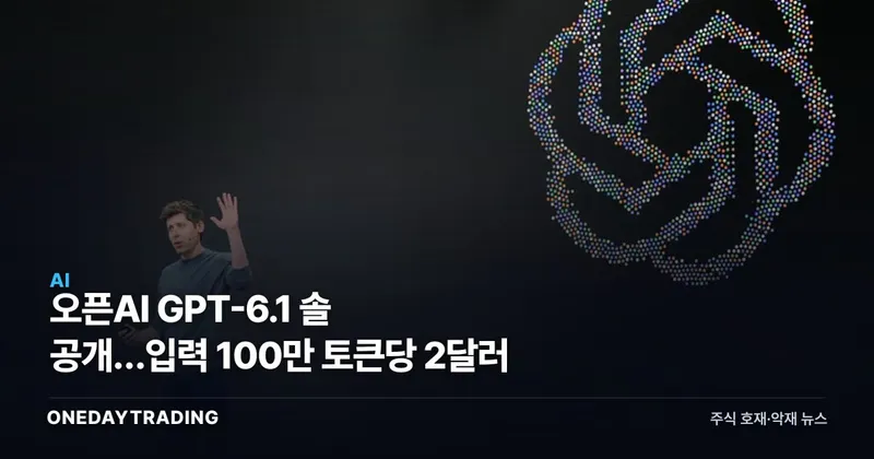 오픈AI GPT-6.1 솔 공개…입력 100만 토큰당 2달러