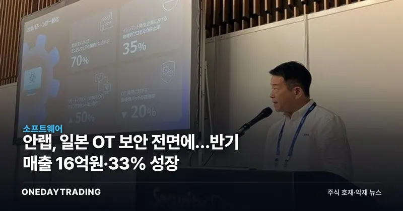 안랩, 일본 OT 보안 전면에…반기 매출 16억원·33% 성장