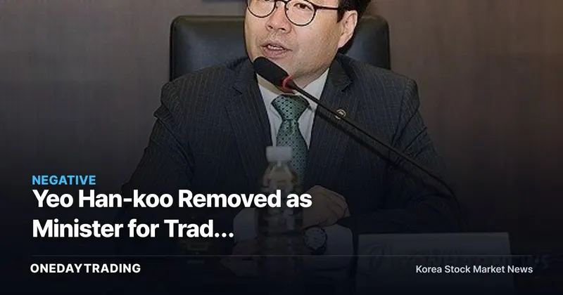 Yeo Han-koo Removed as Minister for Trade Negotiations, Leaving a Gap in the Korea-US Tariff Talks Working-Level Team