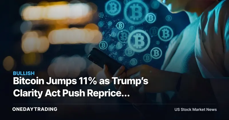 Bitcoin Jumps 11% as Trump’s Clarity Act Push Reprices Crypto Stocks