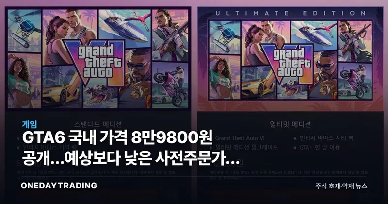 GTA6 국내 가격 8만9800원 공개…예상보다 낮은 사전주문가의 의미