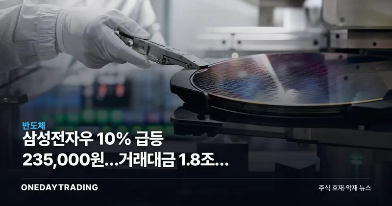 삼성전자우 10% 급등 235,000원…거래대금 1.8조원 상위권 진입