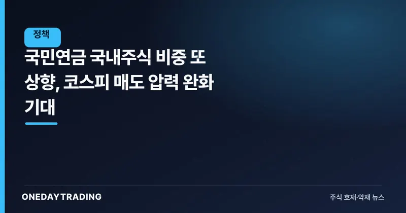 국민연금 국내주식 비중 또 상향, 코스피 매도 압력 완화 기대