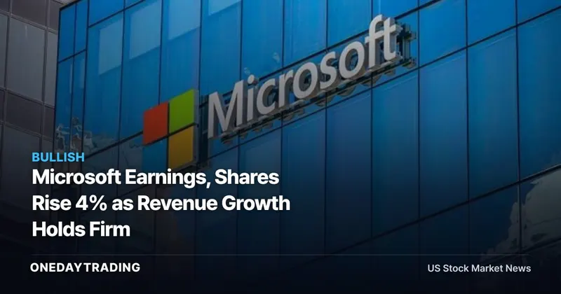 Microsoft Earnings, Shares Rise 4% as Revenue Growth Holds Firm