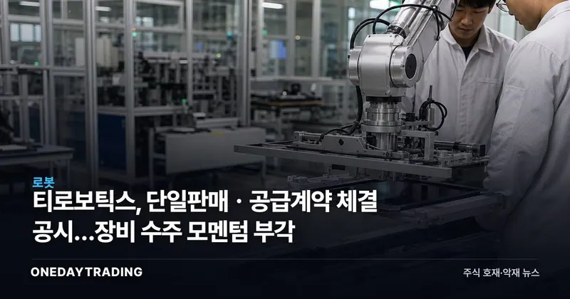 티로보틱스, 단일판매ㆍ공급계약 체결 공시…장비 수주 모멘텀 부각