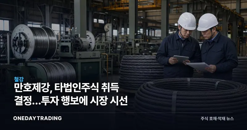 만호제강, 타법인주식 취득 결정…투자 행보에 시장 시선