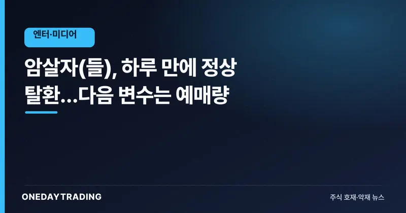 암살자(들), 하루 만에 정상 탈환…다음 변수는 예매량