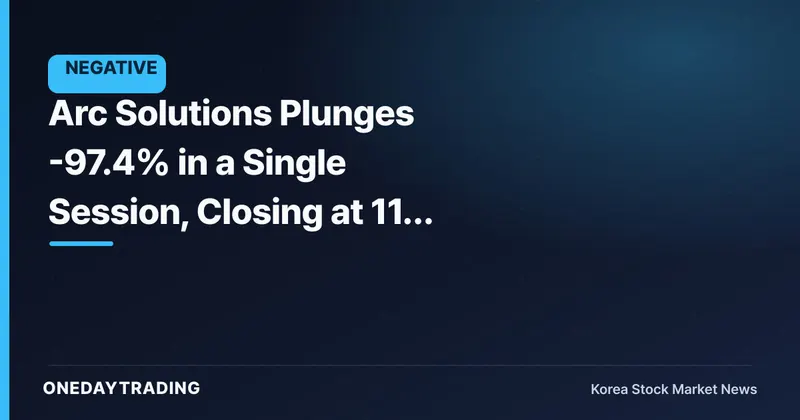 Arc Solutions Plunges -97.4% in a Single Session, Closing at 115 Won