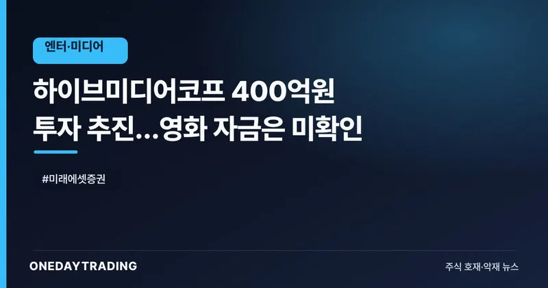 하이브미디어코프 400억원 투자 추진…영화 자금은 미확인