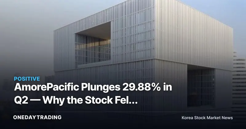 AmorePacific Plunges 29.88% in Q2 — Why the Stock Fell Despite Solid Earnings