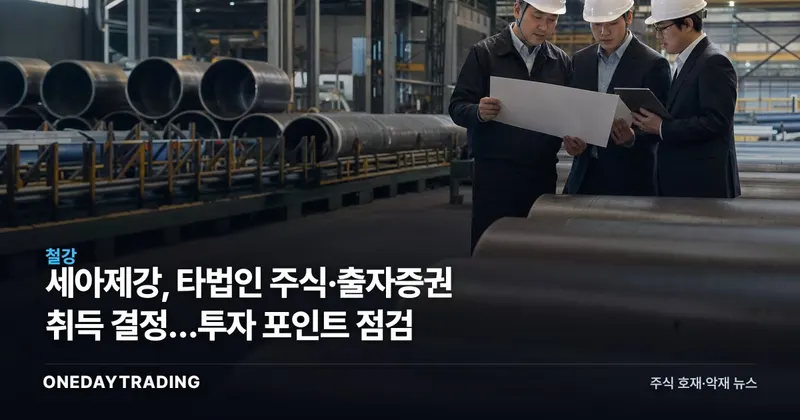세아제강, 타법인 주식·출자증권 취득 결정…투자 포인트 점검