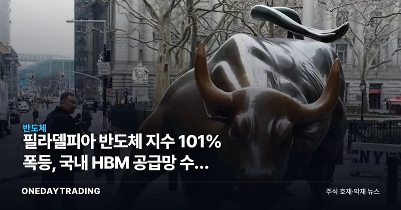 필라델피아 반도체 지수 101% 폭등, 국내 HBM 공급망 수혜 지도