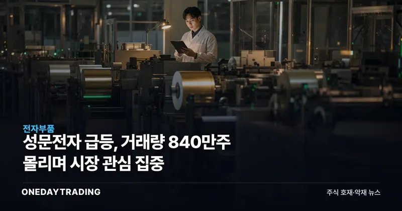 성문전자 급등, 거래량 840만주 몰리며 시장 관심 집중