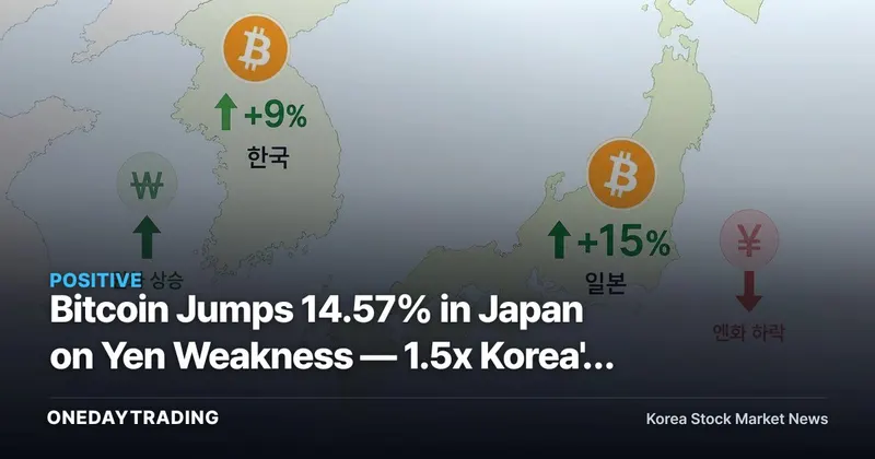 Bitcoin Jumps 14.57% in Japan on Yen Weakness — 1.5x Korea's Gain