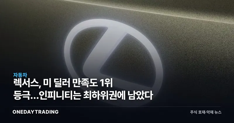 렉서스, 美 딜러 만족도 1위 등극…인피니티는 최하위권에 남았다