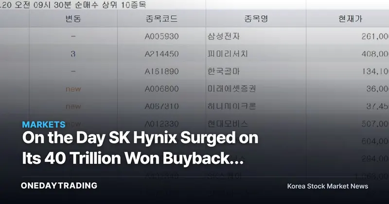 On the Day SK Hynix Surged on Its 40 Trillion Won Buyback, Top 1% Traders Sold It and Bought Samsung Electronics