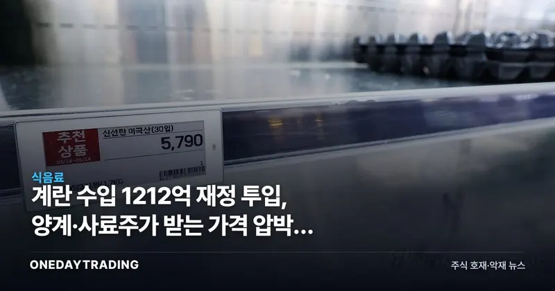 계란 수입 1212억 재정 투입, 양계·사료주가 받는 가격 압박과 규제 변수