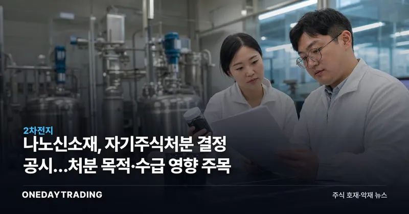 나노신소재, 자기주식처분 결정 공시…처분 목적·수급 영향 주목