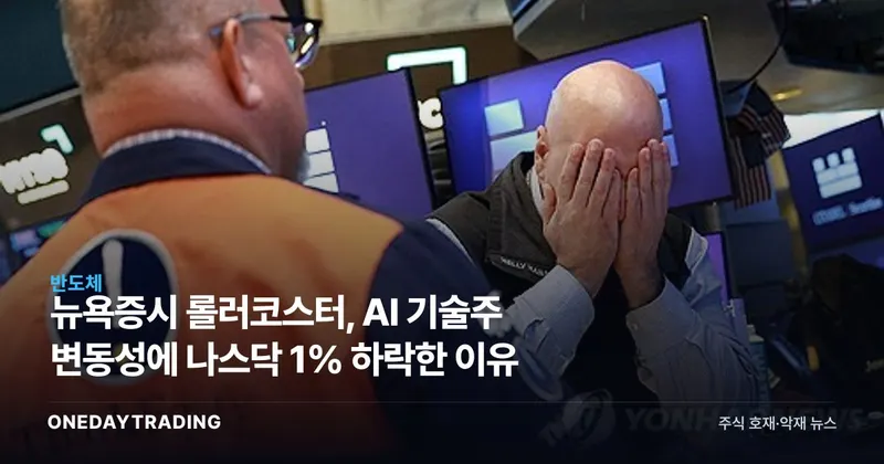 뉴욕증시 롤러코스터, AI 기술주 변동성에 나스닥 1% 하락한 이유