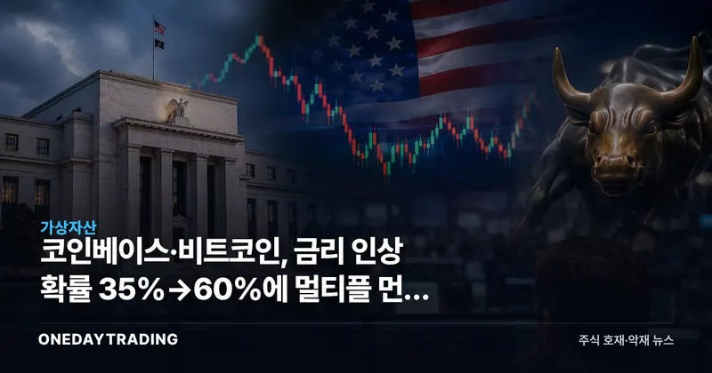 코인베이스·비트코인, 금리 인상 확률 35%→60%에 멀티플 먼저 꺾인다