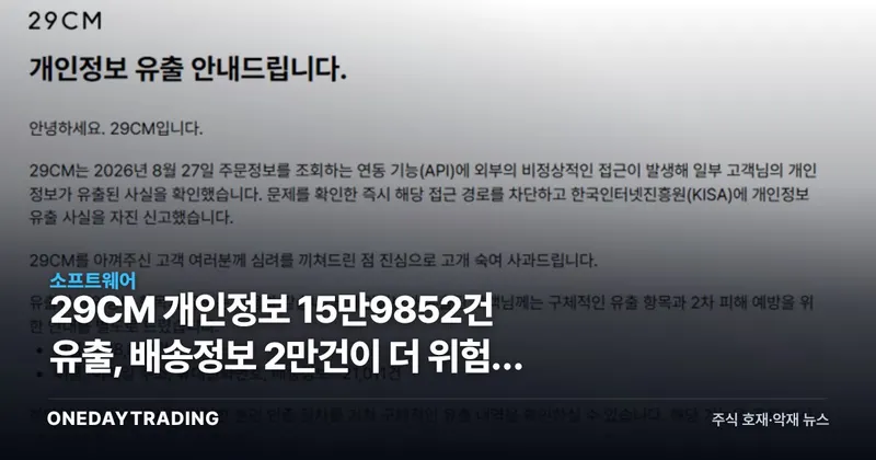 29CM 개인정보 15만9852건 유출, 배송정보 2만건이 더 위험한 이유