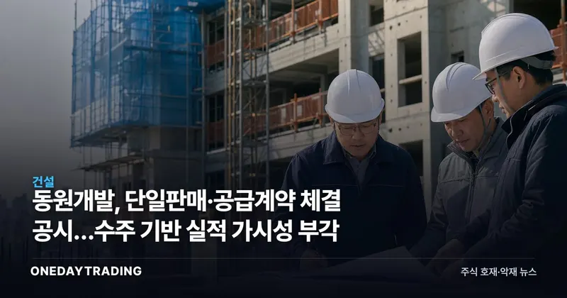 동원개발, 단일판매·공급계약 체결 공시…수주 기반 실적 가시성 부각