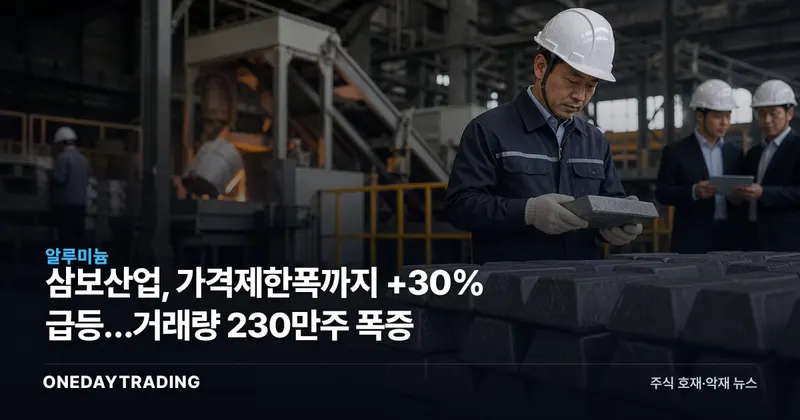삼보산업, 가격제한폭까지 +30% 급등…거래량 230만주 폭증