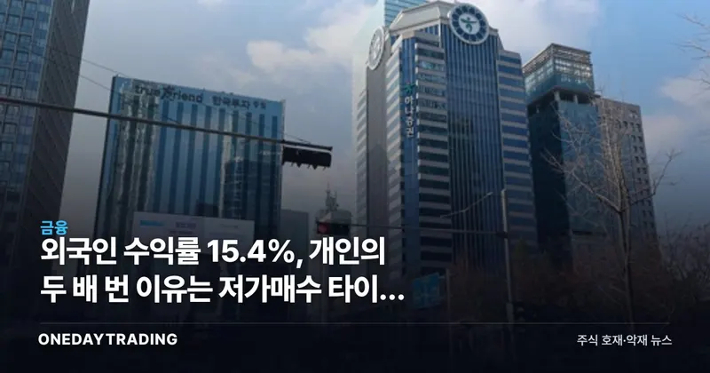 외국인 수익률 15.4%, 개인의 두 배 번 이유는 저가매수 타이밍 차이