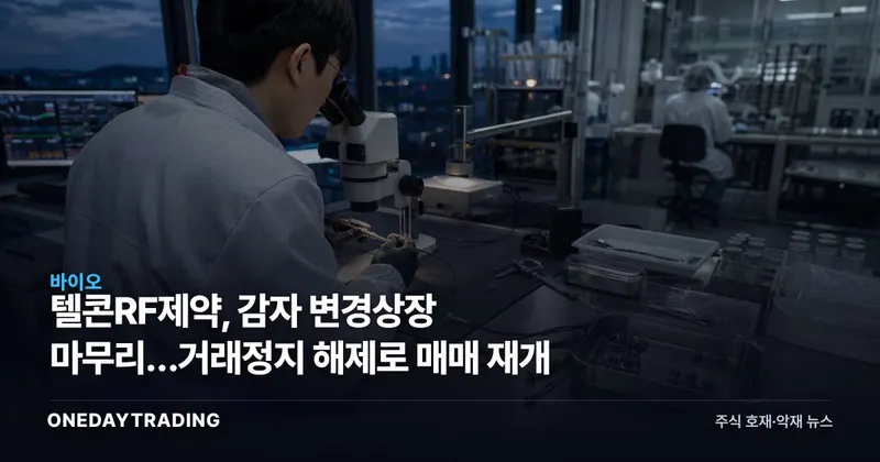 텔콘RF제약, 감자 변경상장 마무리…거래정지 해제로 매매 재개