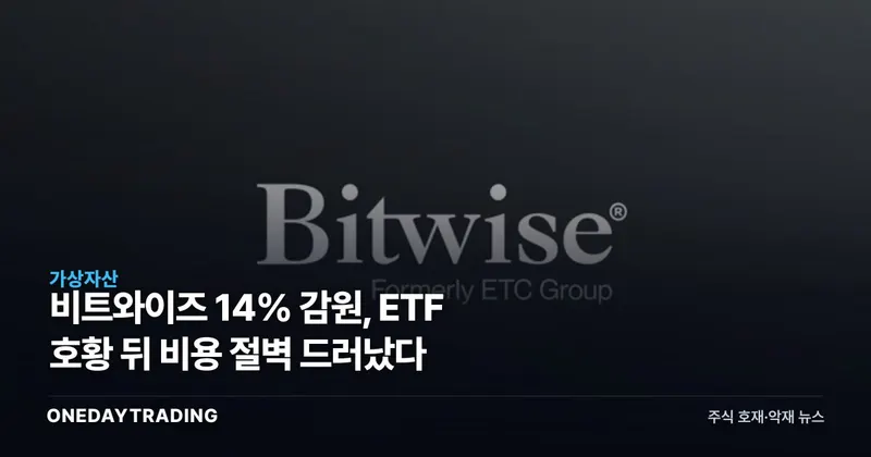 비트와이즈 14% 감원, ETF 호황 뒤 비용 절벽 드러났다