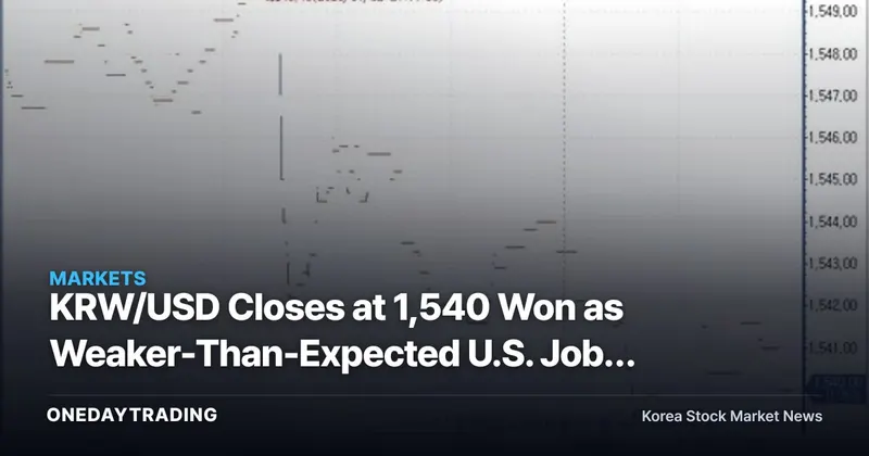 KRW/USD Closes at 1,540 Won as Weaker-Than-Expected U.S. Jobs Data Shakes Up Rate-Cut Scenarios