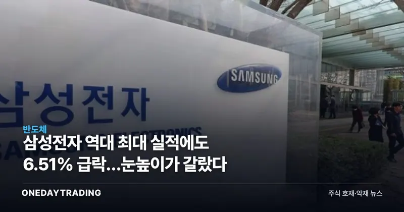 삼성전자 역대 최대 실적에도 6.51% 급락…눈높이가 갈랐다