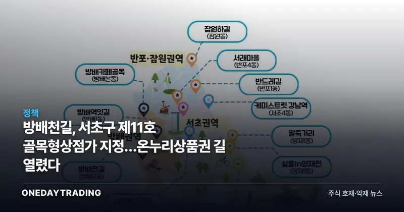 방배천길, 서초구 제11호 골목형상점가 지정…온누리상품권 길 열렸다