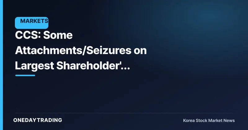 CCS: Some Attachments/Seizures on Largest Shareholder's Shares Lifted — Improvement Period Remains the Key Variable