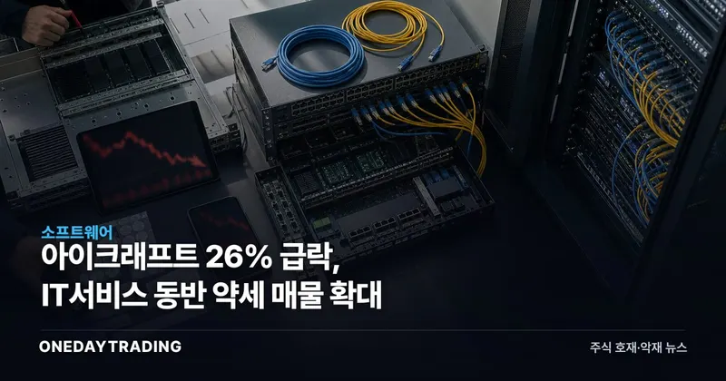 아이크래프트 26% 급락, IT서비스 동반 약세 매물 확대