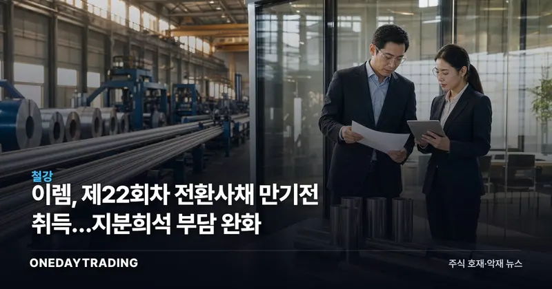 이렘, 제22회차 전환사채 만기전 취득…지분희석 부담 완화