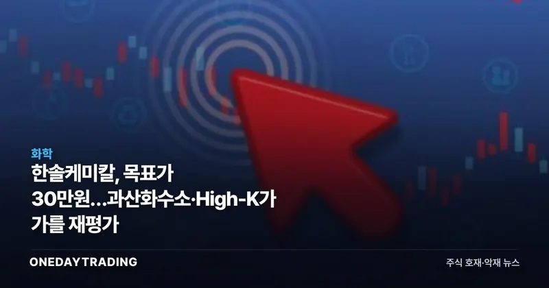 한솔케미칼, 목표가 30만원…과산화수소·High-K가 가를 재평가