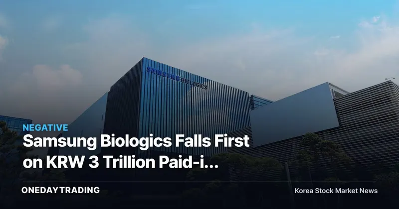Samsung Biologics Falls First on KRW 3 Trillion Paid-in Capital Increase and PolyPeptide Acquisition